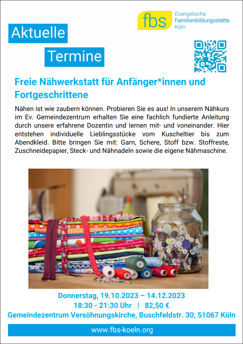 Read more about the article Freie Nähwerkstatt für Anfänger*innen und Fortgeschrittene