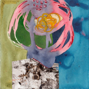 Zeitrutschen II # C04/14, Aquarell-Fotocollage, 2014, 20 x 20 cm